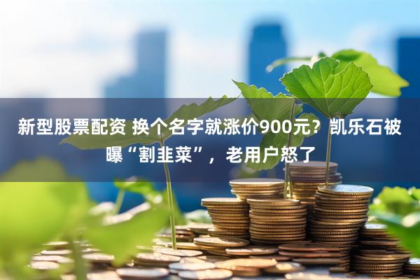 新型股票配资 换个名字就涨价900元？凯乐石被曝“割韭菜”，老用户怒了